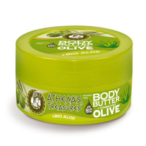 ATHENA'S TREASURES Крем-масло для тела Алоэ с органическим оливковым маслом, экстрактом оливковых листьев и алоэ, 75ml