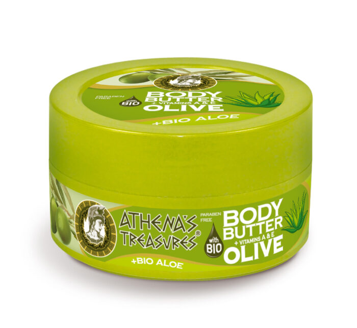 ATHENA'S TREASURES Крем-масло для тела Алоэ с органическим оливковым маслом, экстрактом оливковых листьев и алоэ, 75ml